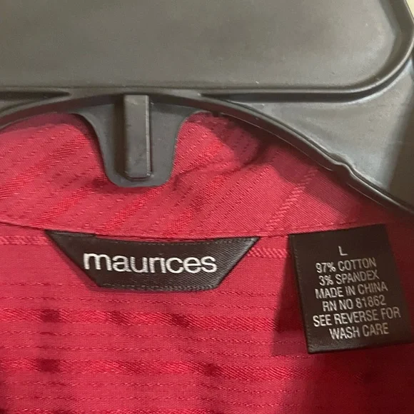 Red button down top. Women’s size Large Maurices - Picture 3 of 3